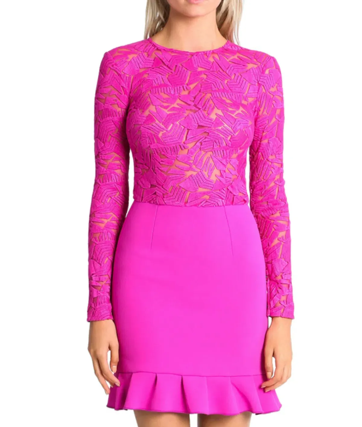 Yeojin Bae Long Sleeve Fuchsia Pink Dress Size 6 for rent on The Volte - main image