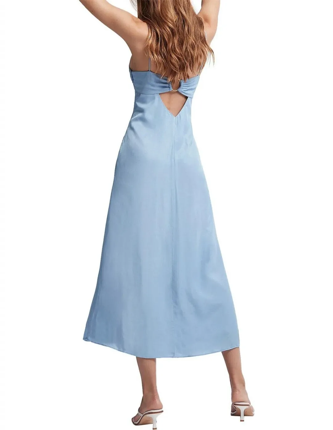 Aje Overture Ring Slip Midi Dress Light Blue A-Line Cut Out Back Size 6 for rent on The Volte - main image