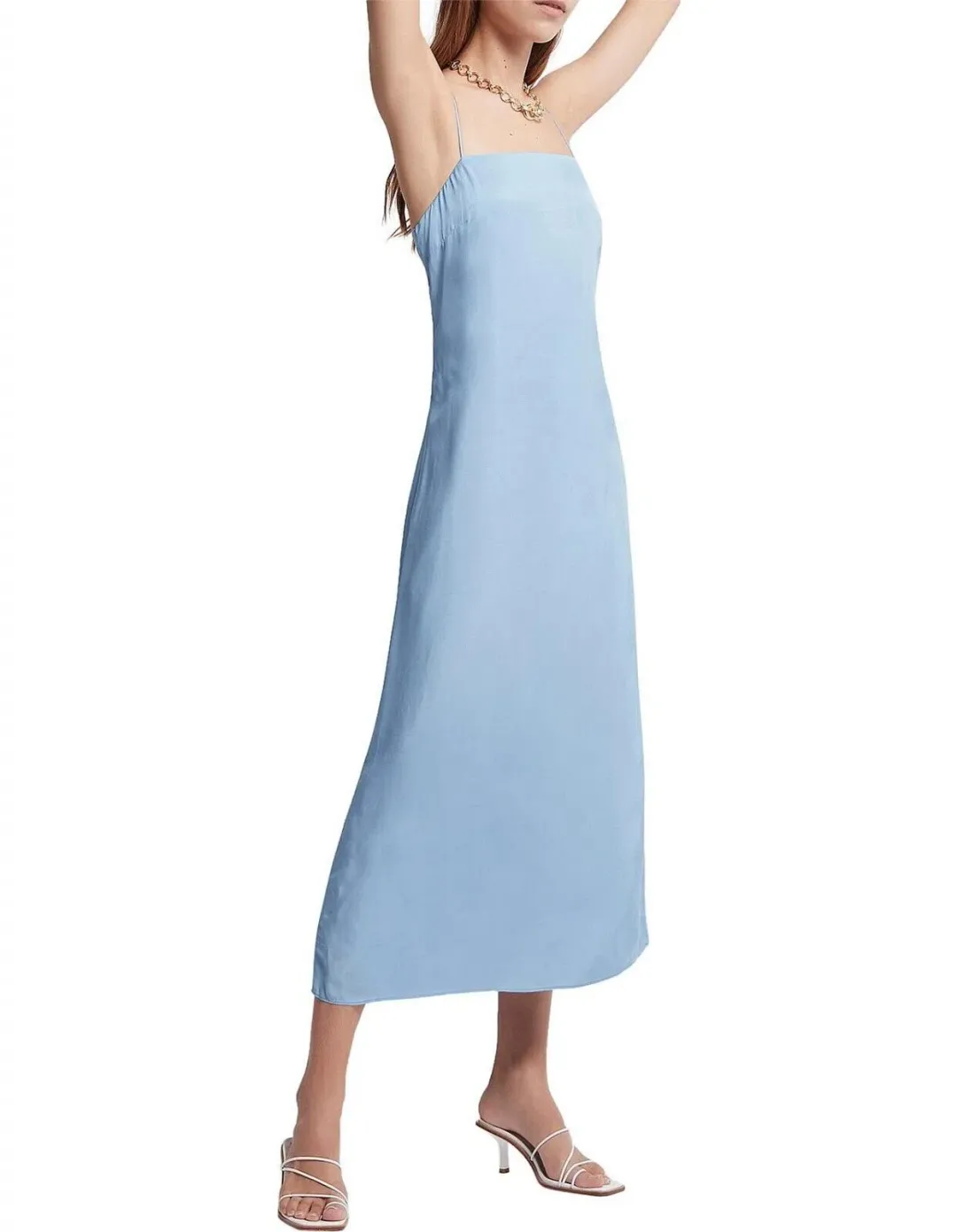 Aje Overture Ring Slip Midi Dress Light Blue A-Line Cut Out Back Size 6 for rent on The Volte - main image