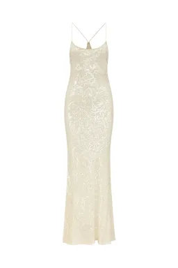 Rat & Boa Olympia Sequin Dress Cream Sequin Size XXS for rent on The Volte - image 3