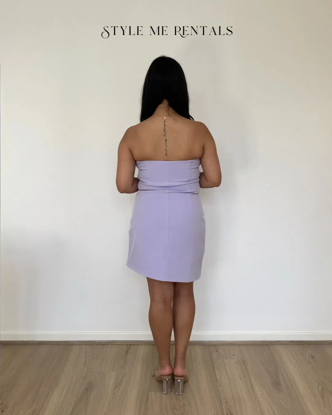 By Johnny Strapless Wave Mini Dress Lilac Size 12 for rent on The Volte - main image
