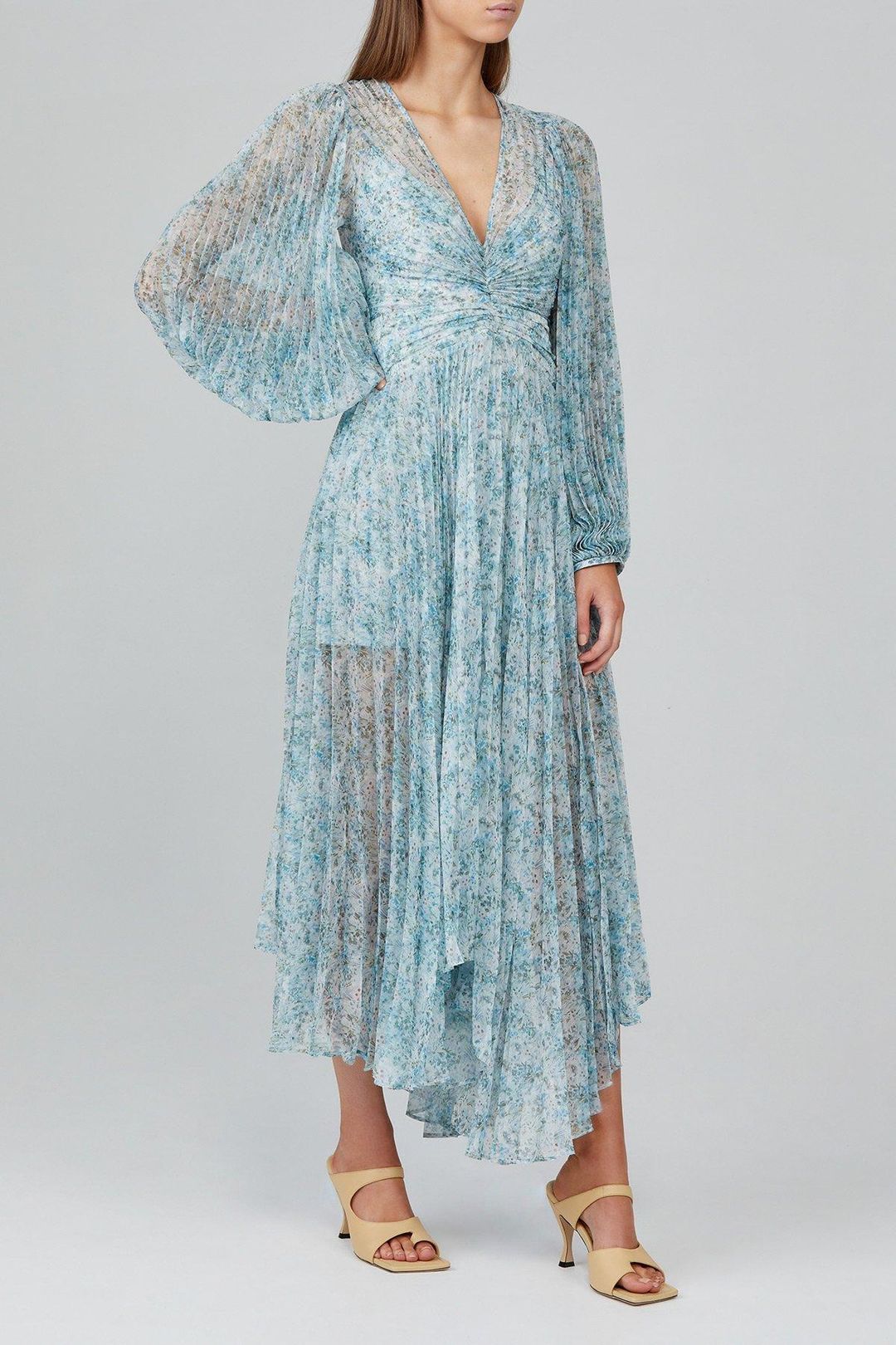 Acler Astone Midi Dress in Blue Fields Size 8 for rent on The Volte - main image