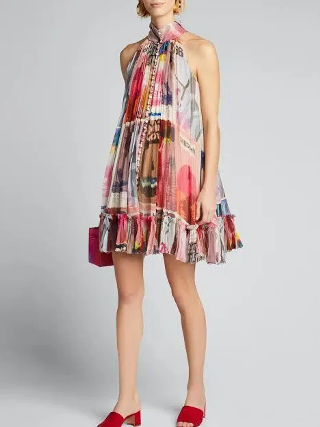 Zimmermann Wavelength High Collar Mini Dress Multi Size 0 / AU 8 for rent on The Volte - main image