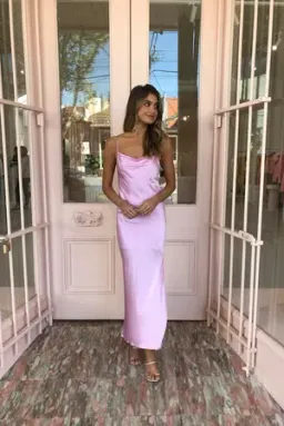 Ginia Lexi Silk Slip Dress Pink Size XS / Au 6 for rent on The Volte - image 2