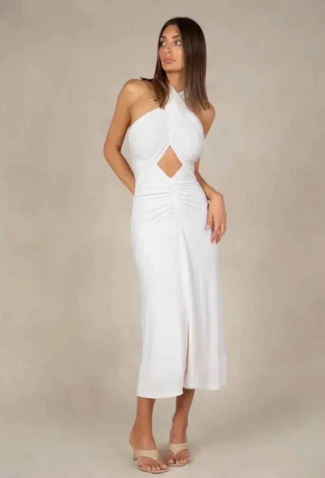 MISHA Esperanza Midi Dress White Size 10/M  for rent on The Volte - main image