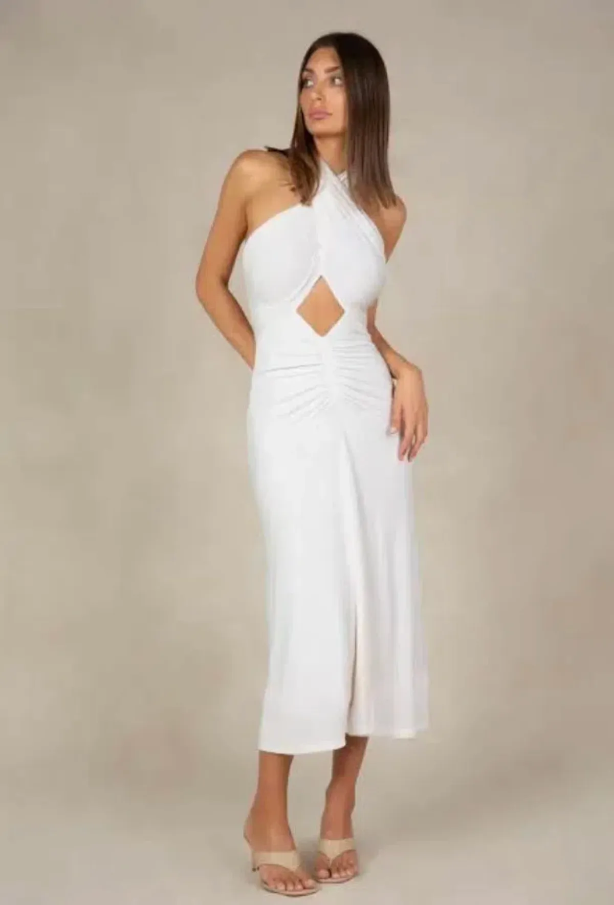 MISHA Esperanza Midi Dress White Size 10/M  for rent on The Volte - main image