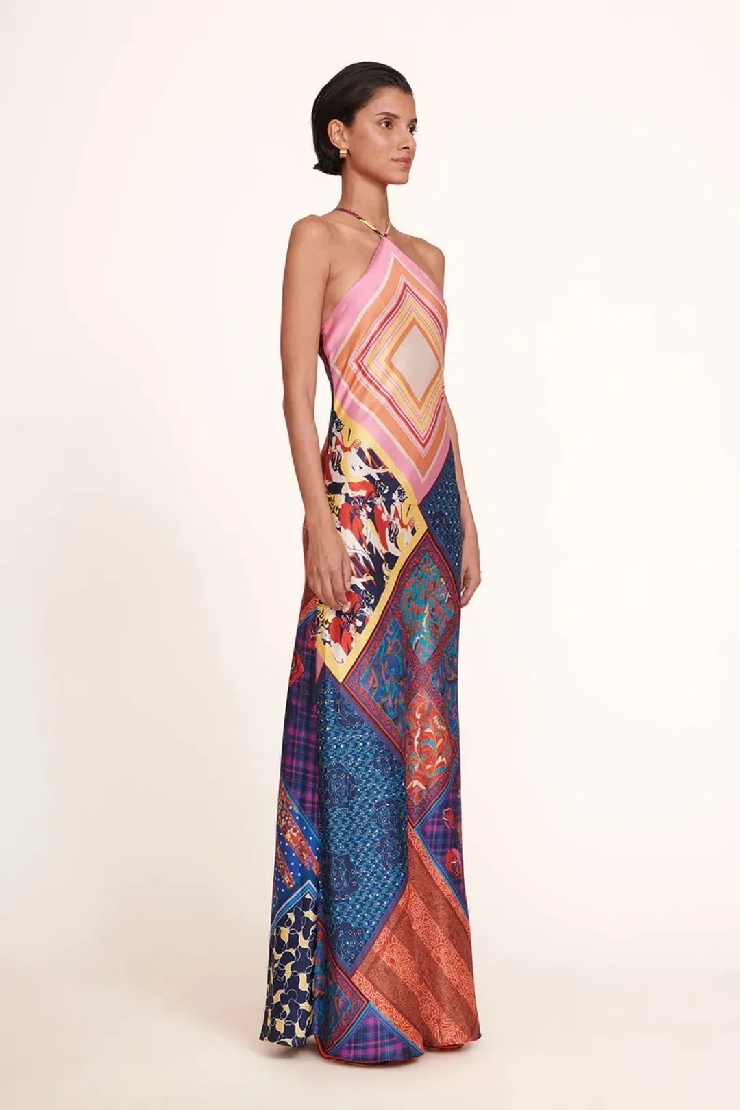 Staud Cubism Dress Patchwork Foulard Multi-colored Size AU 10 for rent on The Volte - main image