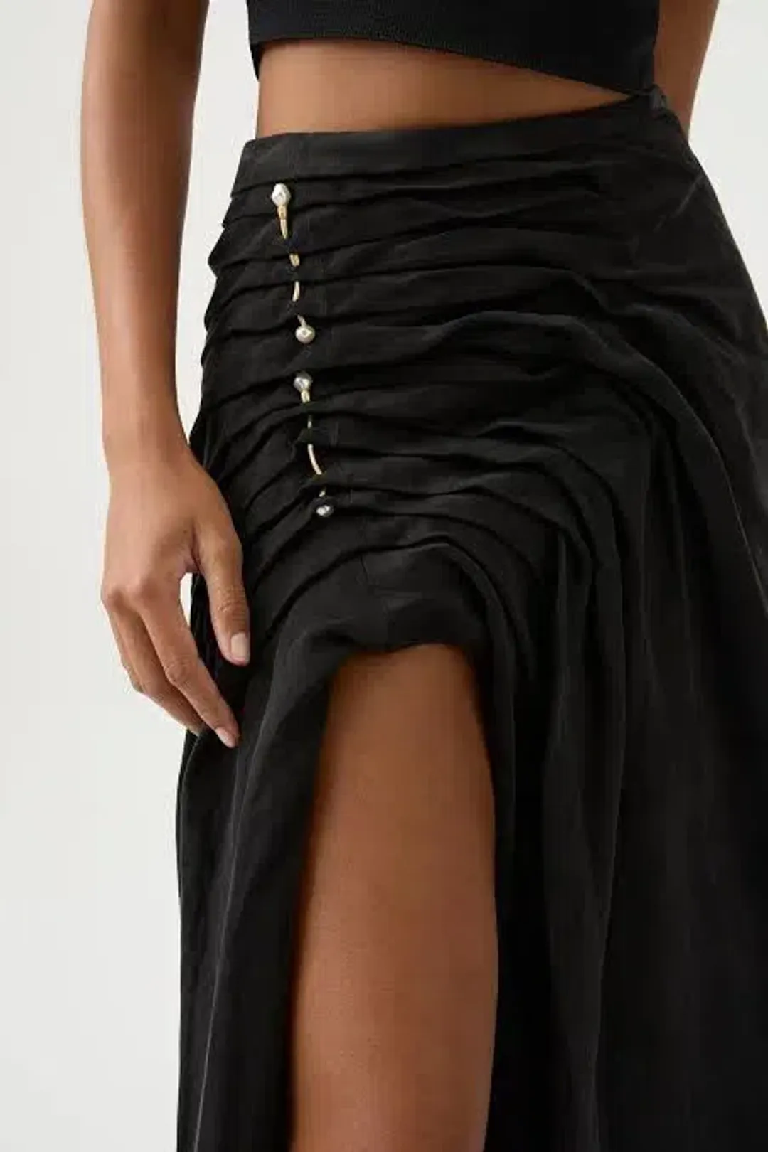 Aje Allure Draped Cami & Mika Split Midi Skirt Set Black Size XS / AU 6 for rent on The Volte - main image