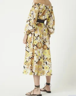 Rebecca Vallance Fiore Midi Cotton Dress Yellow Sunflower Floral Size AU 8  for rent on The Volte - image 2