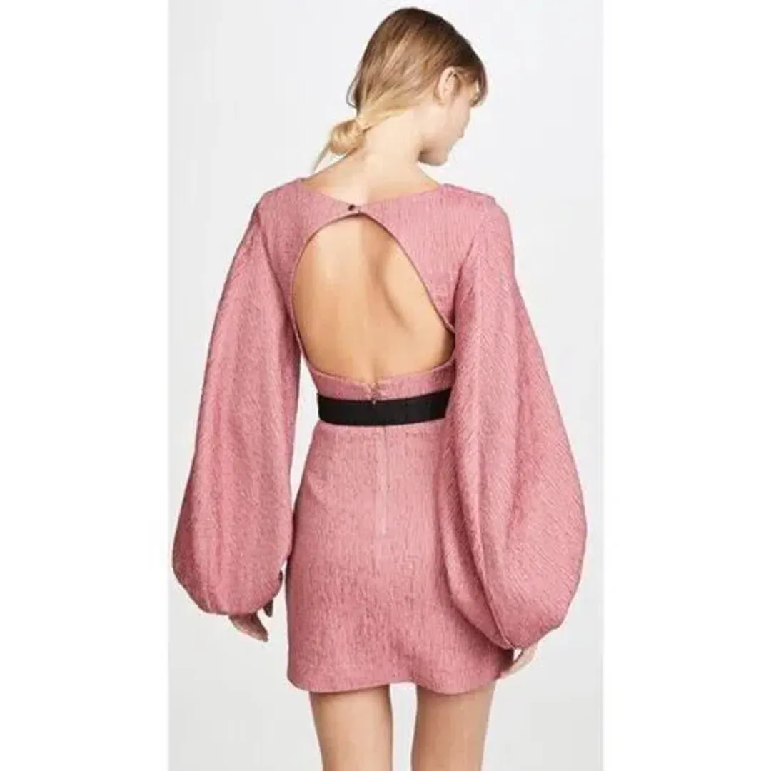 Rebecca Vallance Greta Long Sleeve Mini Dress Pink Size AU 12 for rent on The Volte - main image