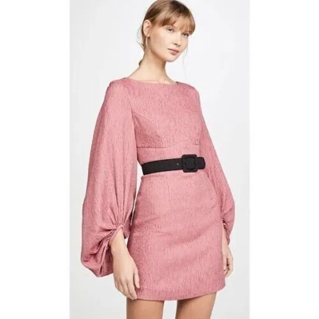 Rebecca Vallance Greta Long Sleeve Mini Dress Pink Size AU 12 for rent on The Volte - main image