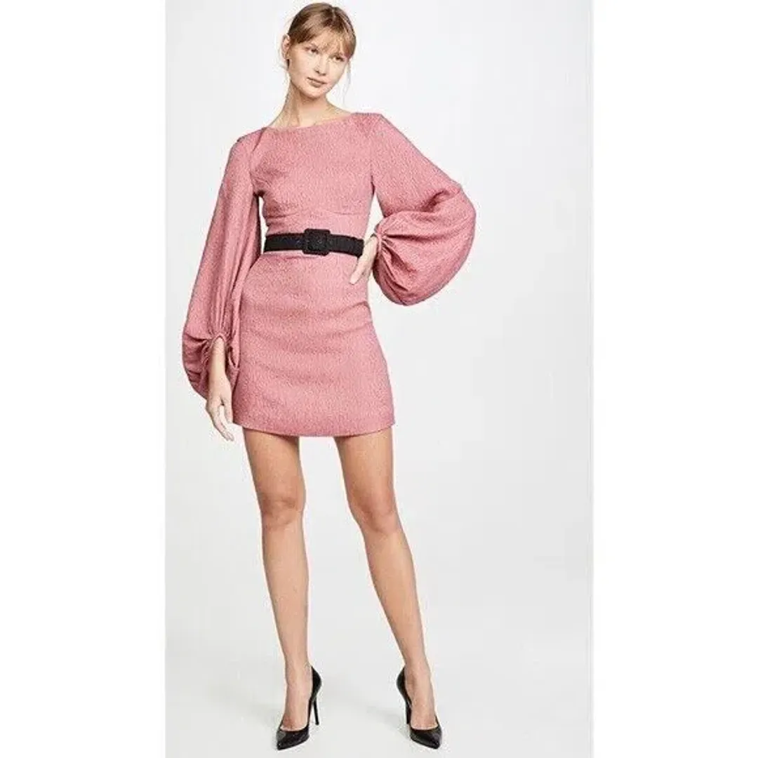 Rebecca Vallance Greta Long Sleeve Mini Dress Pink Size AU 12 for rent on The Volte - main image