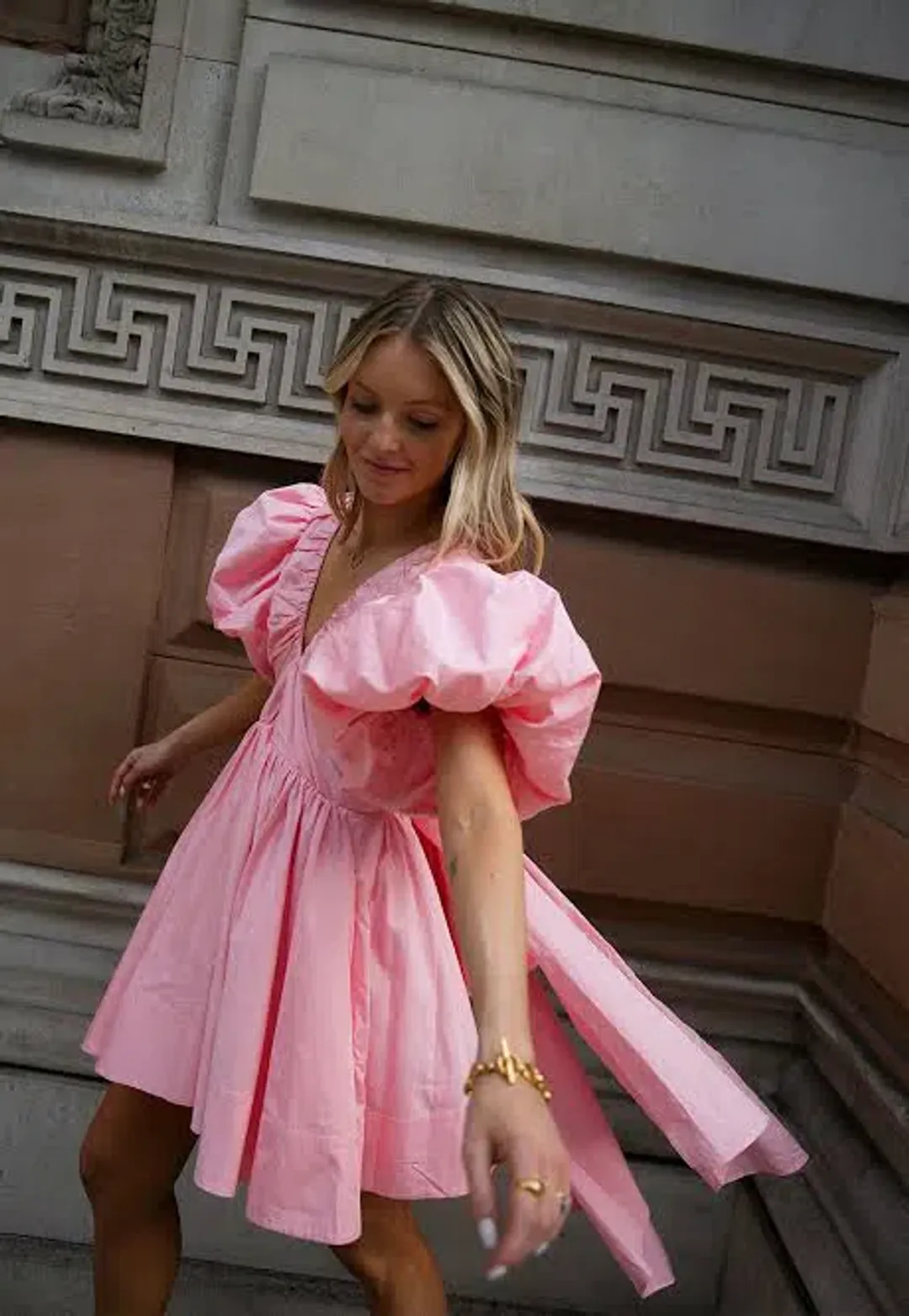 Aje Gretta Bow Back Mini Dress Ballet Pink Size AU 8 for rent on The Volte - main image
