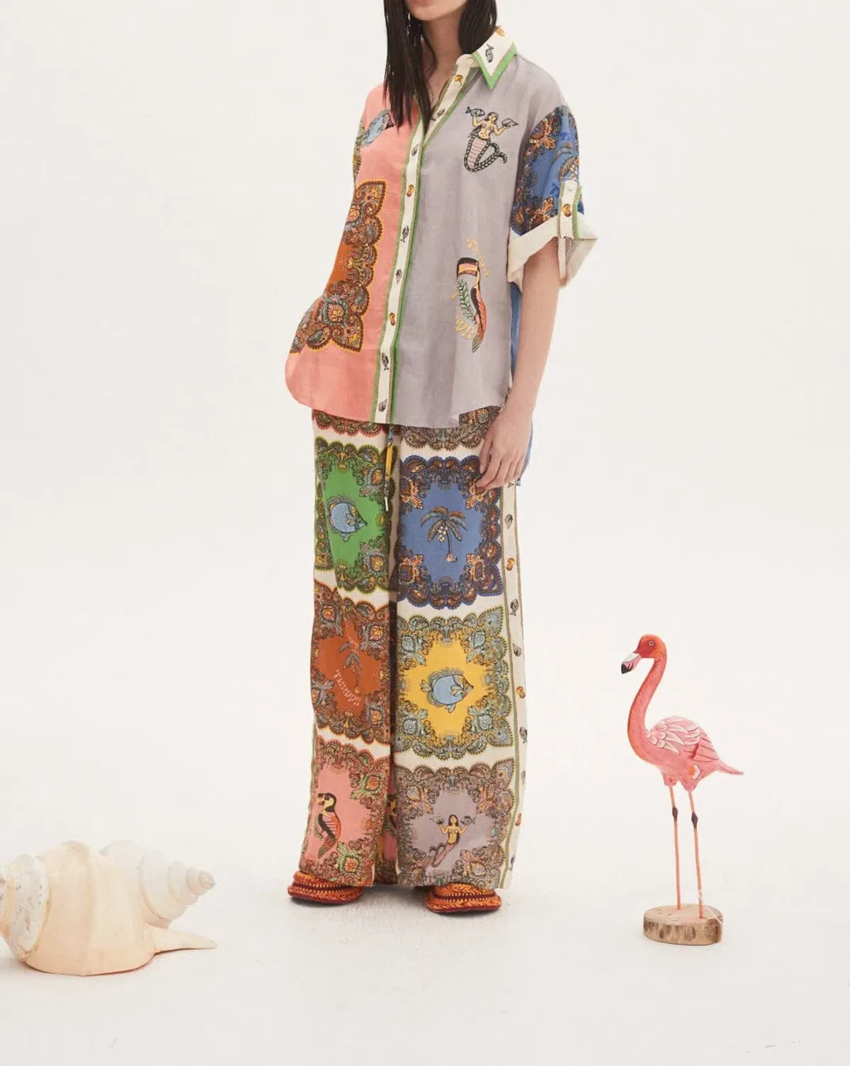 Alemais Trippy Troppo Emboridery Shirt Size 8 and Pant Size 10 Set Multi for rent on The Volte - main image