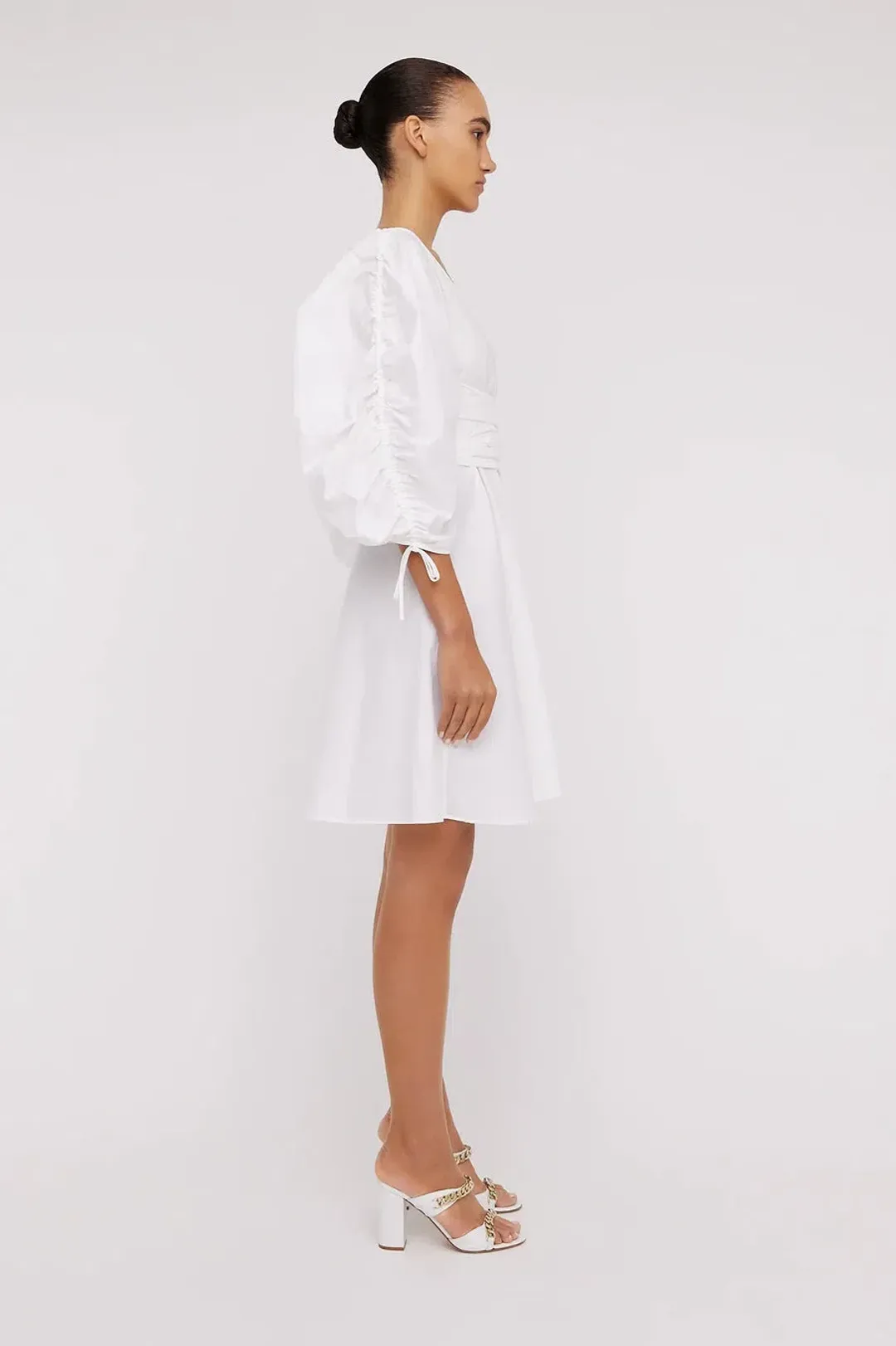 Scanlan Theodore Parachute Gather Sleeve Mini Dress White Size 6 / XS for rent on The Volte - main image