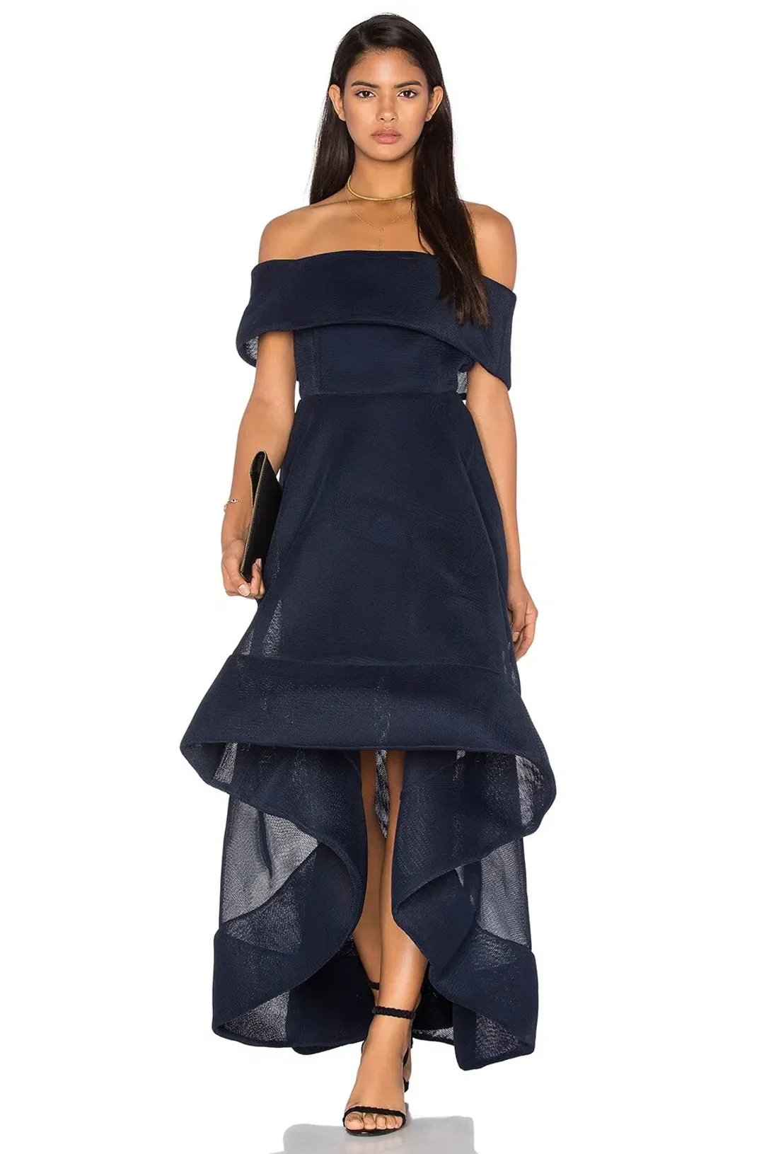 Bronx And Banco Tulip Off Shoulder Dress Navy Size 10 for rent on The Volte - main image