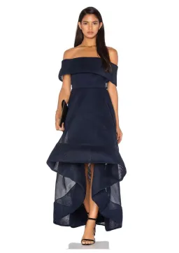 Bronx And Banco Tulip Off Shoulder Dress Navy Size 10 for rent on The Volte - image 1