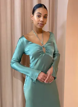 Bec & Bridge Malyka Long Sleeve Maxi Dress in Moss Green Size 8 for rent on The Volte - image 6