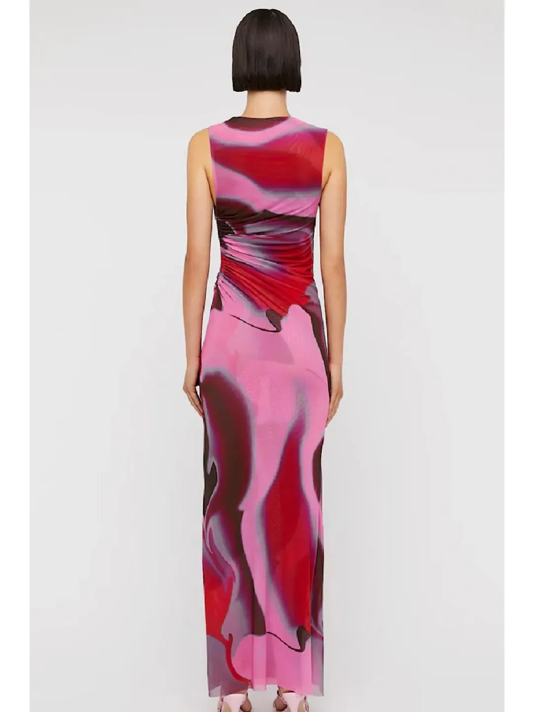 Scanlan Theodore Italian Watercolour Mesh Dress in Raspberry Size AU 8 for rent on The Volte - main image
