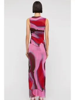 Scanlan Theodore Italian Watercolour Mesh Dress in Raspberry Size AU 8 for rent on The Volte - image 2
