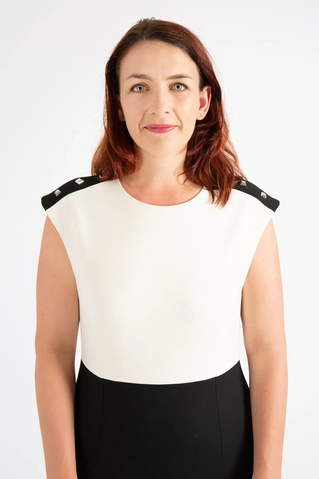 Hugo Boss Colour-Blocked Dress with Stud Trim Black Size 10  for rent on The Volte - main image