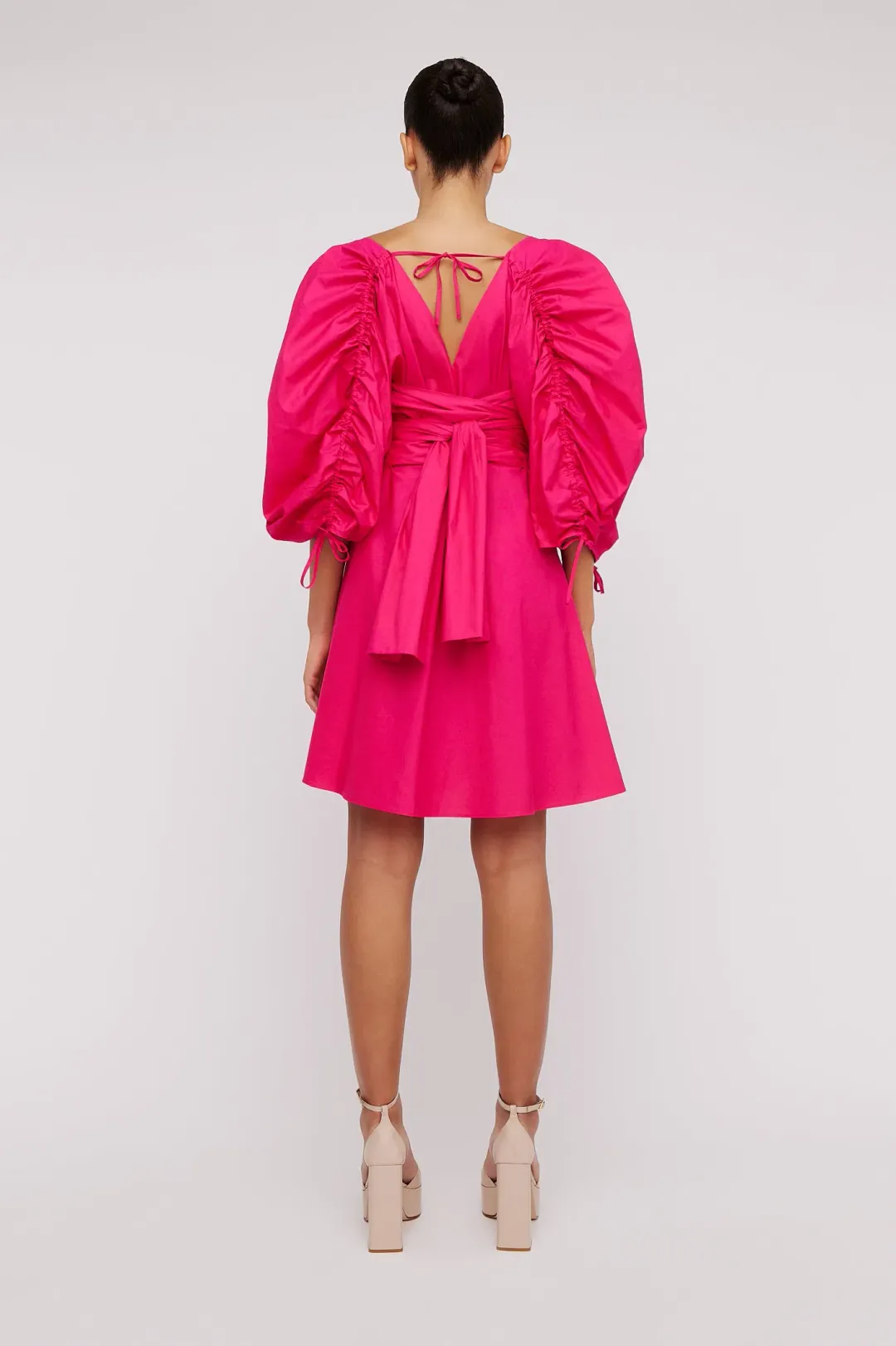 Scanlan Theodore Parachute Gather Sleeve Mini Dress Fuchsia Size 6 / XS for rent on The Volte - main image