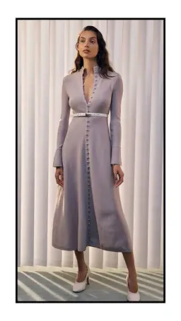 Scanlan Theodore Crepe Knit Button Polo Dress in Pale Mauve Size XS / Au 6 for rent on The Volte - image 3