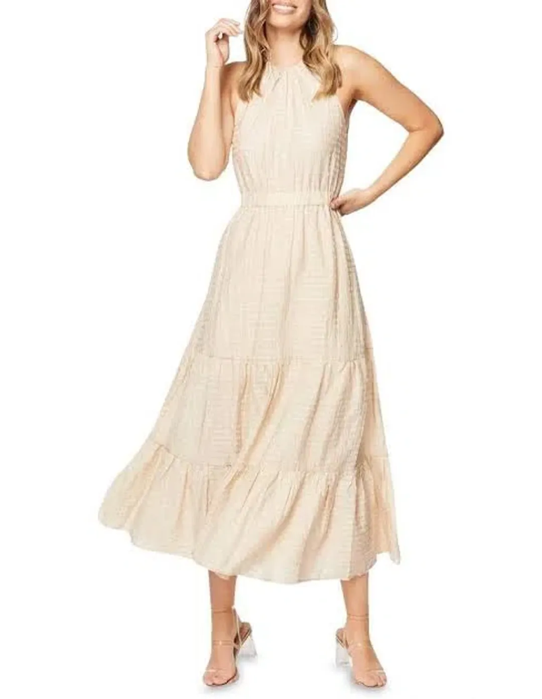 Pilgrim Aaliyah Midi Dress Sand Size 16  for rent on The Volte - main image
