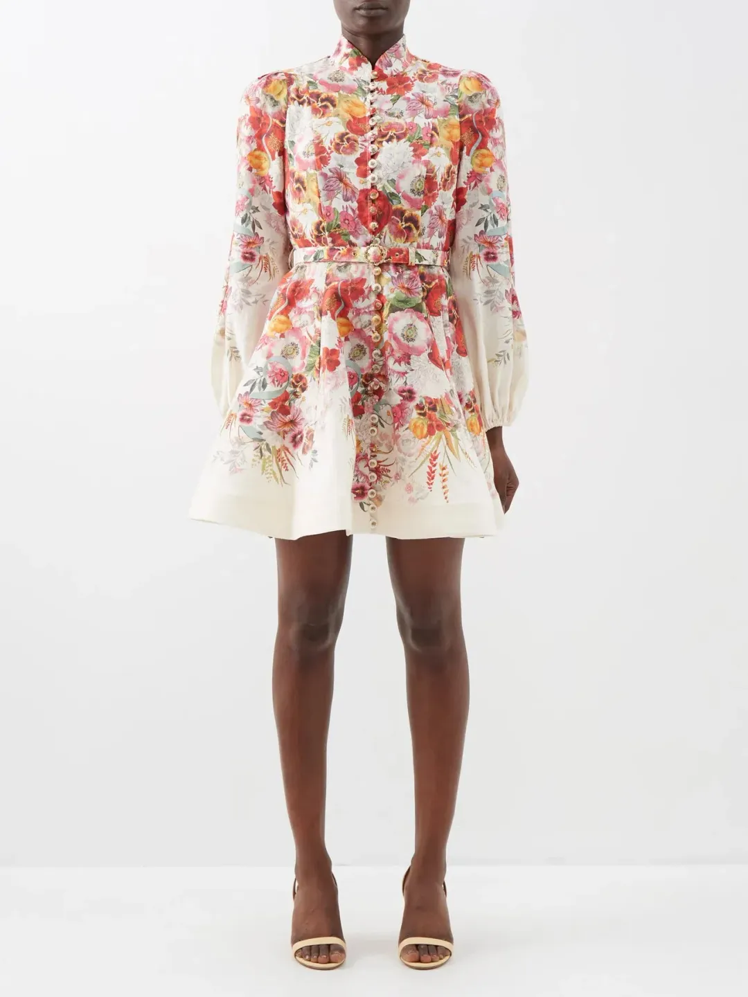 Zimmermann Wonderland Buttoned Mini Dress Floral Size 0/AU 8 for rent on The Volte - main image