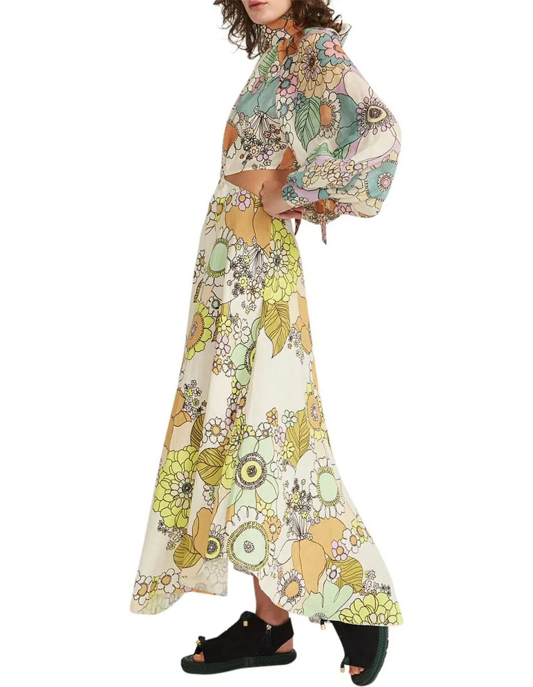 Alemais Farrah Cut Out Midi Dress Print Size 10 for rent on The Volte - main image