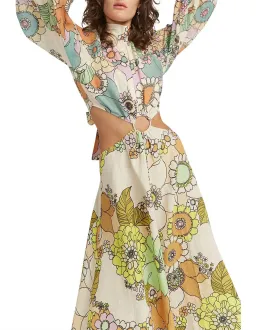 Alemais Farrah Cut Out Midi Dress Print Size 10 for rent on The Volte - image 2
