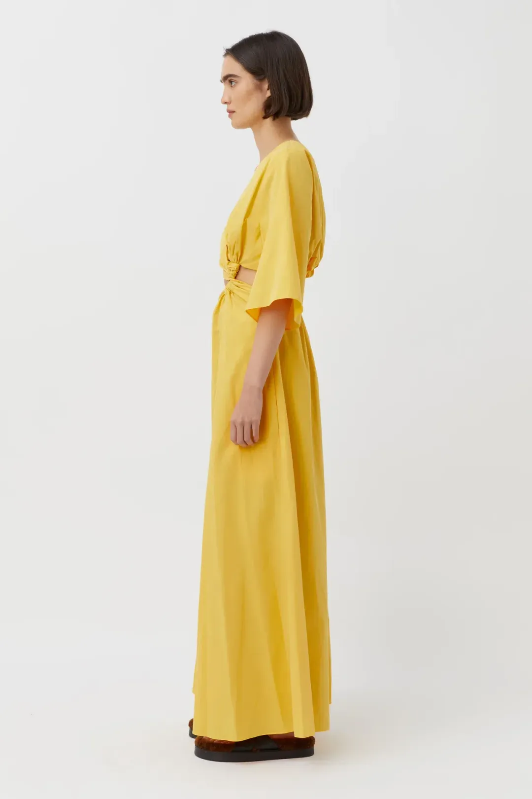 Camilla & Marc Wally One Shoulder Cut Out Maxi Dress in Honey Yellow Size 10 for rent on The Volte - main image