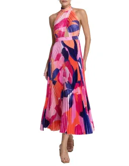 L'Idee Renaissance Halterneck Pleated Cutout Low Back Dress Capri Print Size 8 for rent on The Volte - image 1