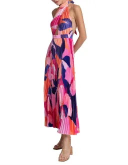 L'Idee Renaissance Halterneck Pleated Cutout Low Back Dress Capri Print Size 8 for rent on The Volte - image 6