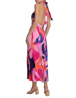L'Idee Renaissance Halterneck Pleated Cutout Low Back Dress Capri Print Size 8 for rent on The Volte - image 4