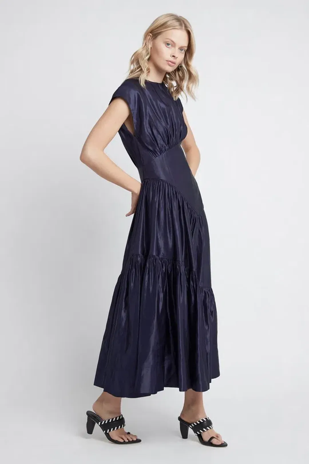Aje Serendipity Reflection Midi Dress Navy Size 12 for rent on The Volte - main image