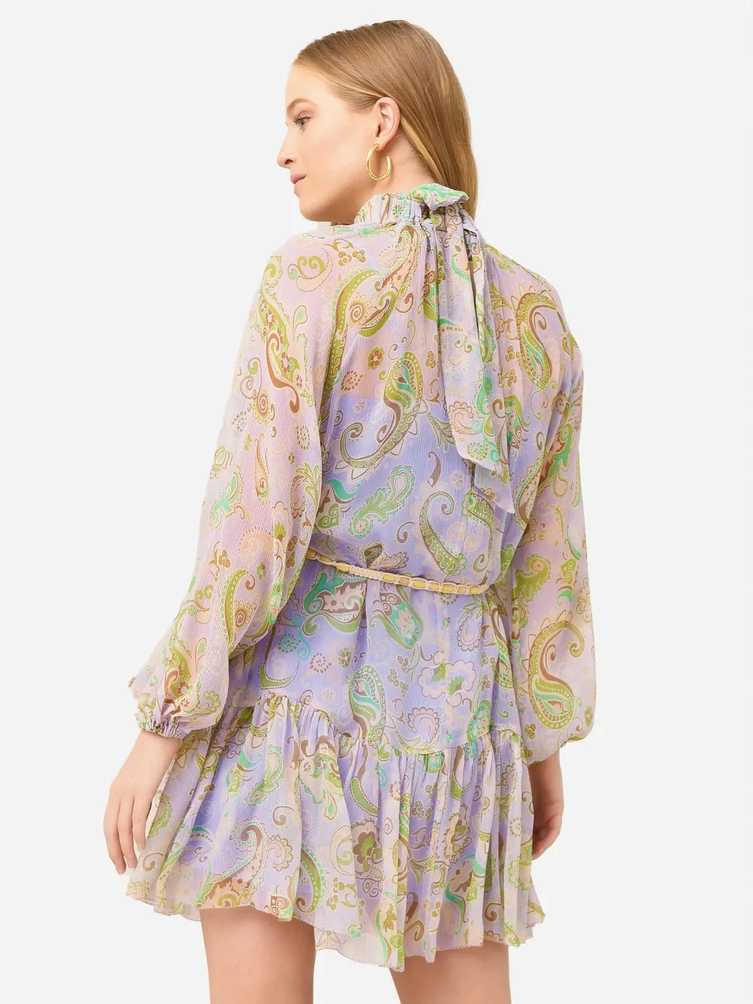 Alemais Marta Lilac Crinkle Silk Dress Print Size 6 for rent on The Volte - main image