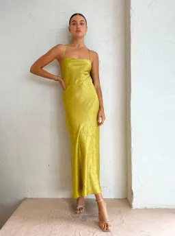 Bec & Bridge Carolina Maxi Dress in Olive Oil Size 8 for rent on The Volte - image 1