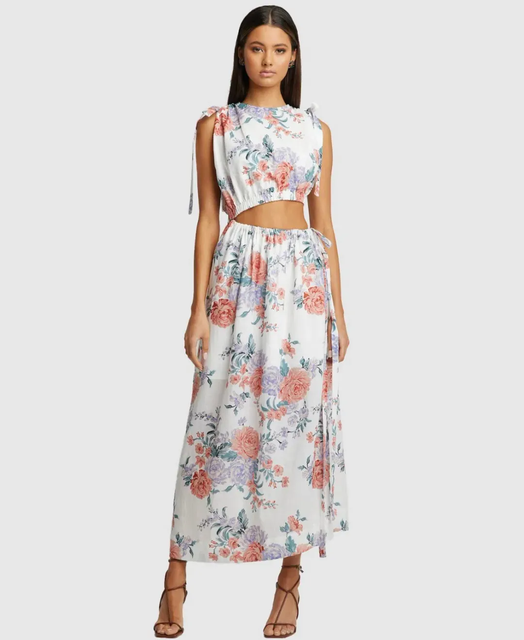Sofia The Label Moma Gathered Cut Out Maxi Dress Floral Size 12 for rent on The Volte - main image