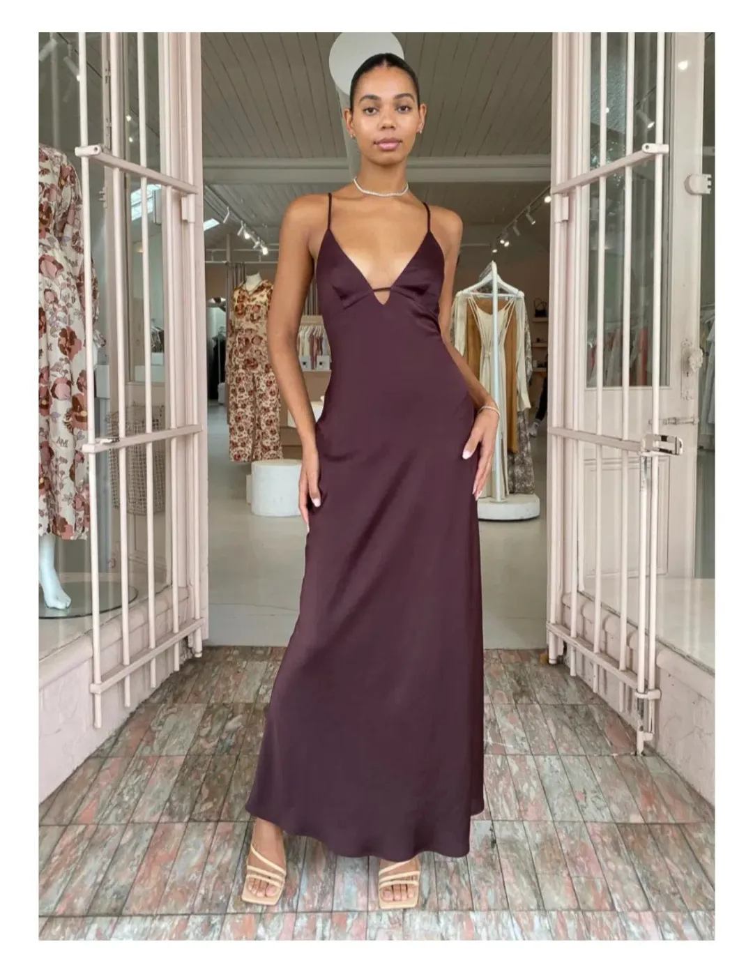 Manning Cartell Time To Shine Slip Dress in Truffle Brown Size AU 10 for rent on The Volte - main image