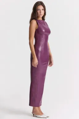 House of CB Sahara Merlot Vegan Leather Maxi Dress Purple Size Small / AU 8 for rent on The Volte - image 3
