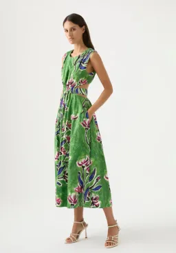 Aje Zorina Tie Midi Dress Native Gumnut Floral Size 8 for rent on The Volte - image 2
