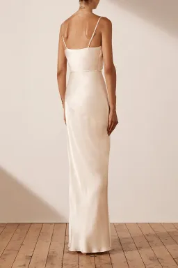  Shona Joy La Lune Bias Cowl Maxi Dress Cream Size 10 for rent on The Volte - image 2