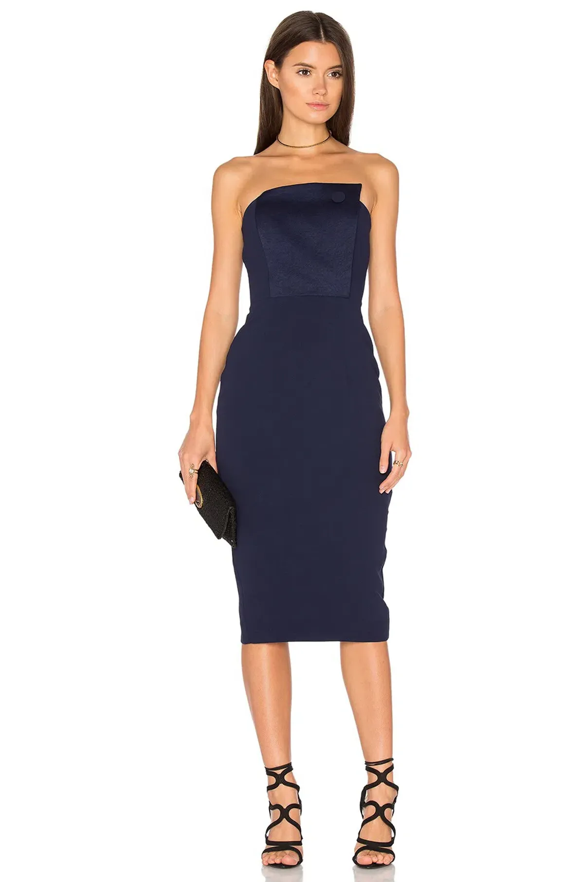 Misha Sanzana Strapless Dress Midnight Blue Size 10 for rent on The Volte - main image