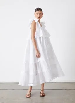 Joslin Studio Cosette Organic Cotton Midi Dress White Size AU 8 for rent on The Volte - image 1