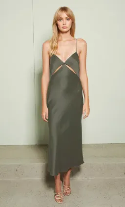 Bec & Bridge Mila Midi Dress Khaki Size 8 for rent on The Volte - image 1
