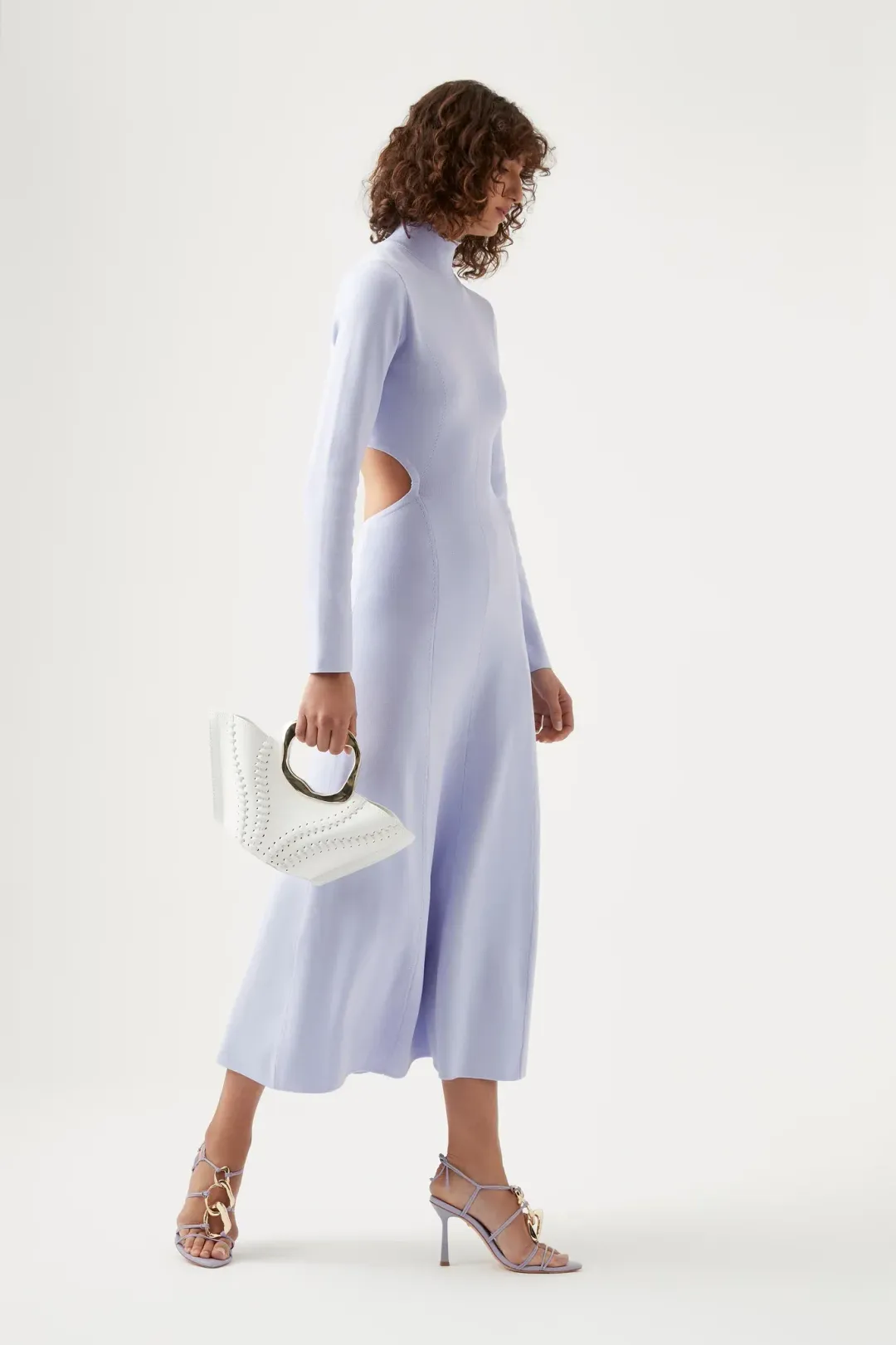 Aje Anika Cut Out Knit Midi Dress in Cool Lavender Size 10 / M for rent on The Volte - main image