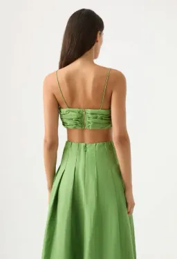 Aje Thea Draped Twist Crop Top & Paradiso Cinched Midi Skirt Set Green Size 12 / L for rent on The Volte - image 3