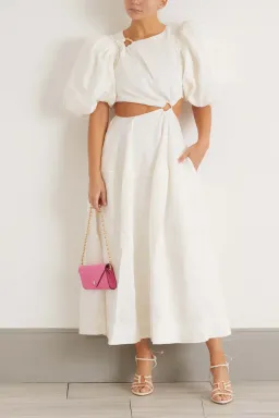 Aje Vanades Cut Out Ring Midi Dress in Ivory Size 8 for rent on The Volte - image 1