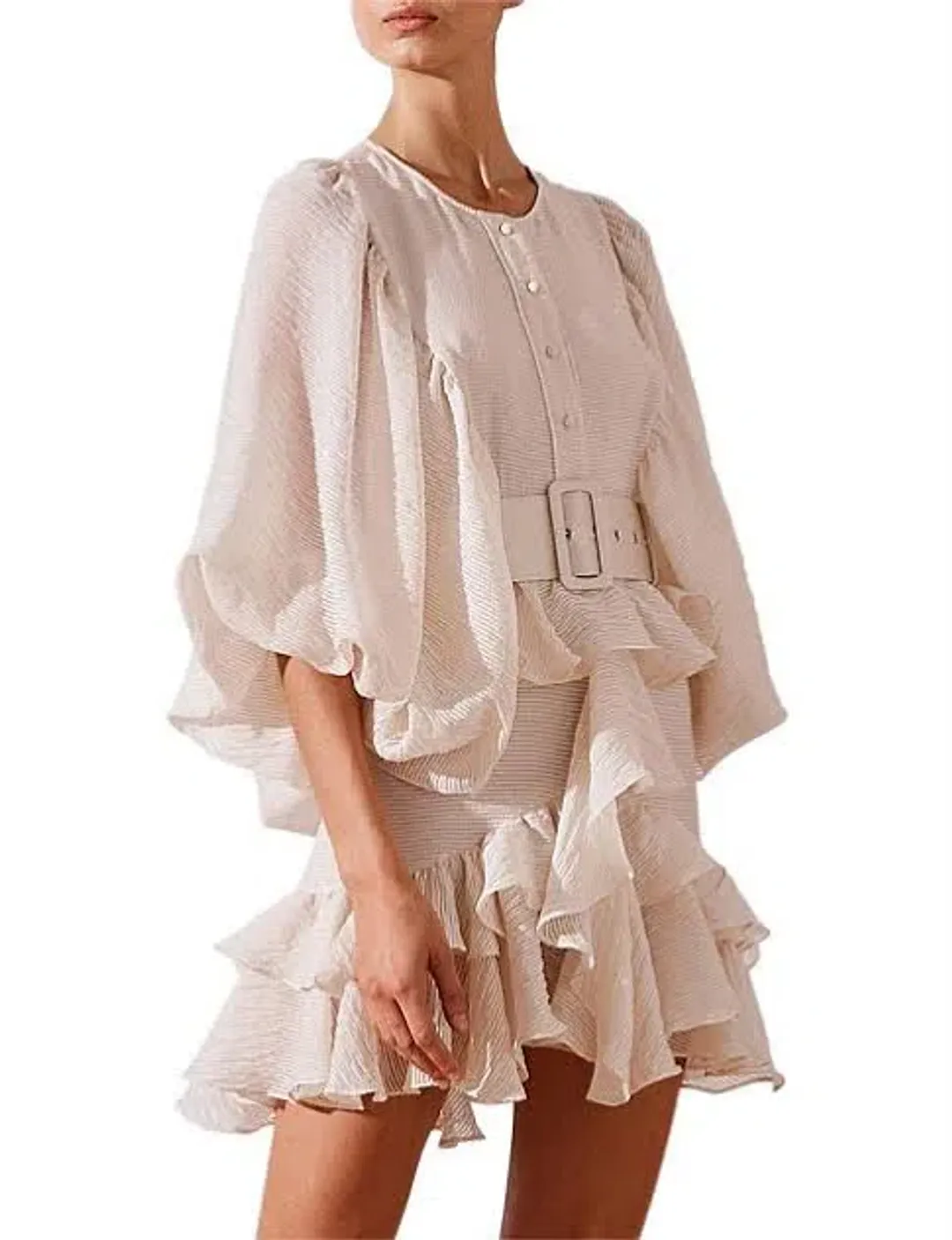 Shona Joy Charlotte Draped Mini Dress Desert Ecru Size 10 / M for rent on The Volte - main image